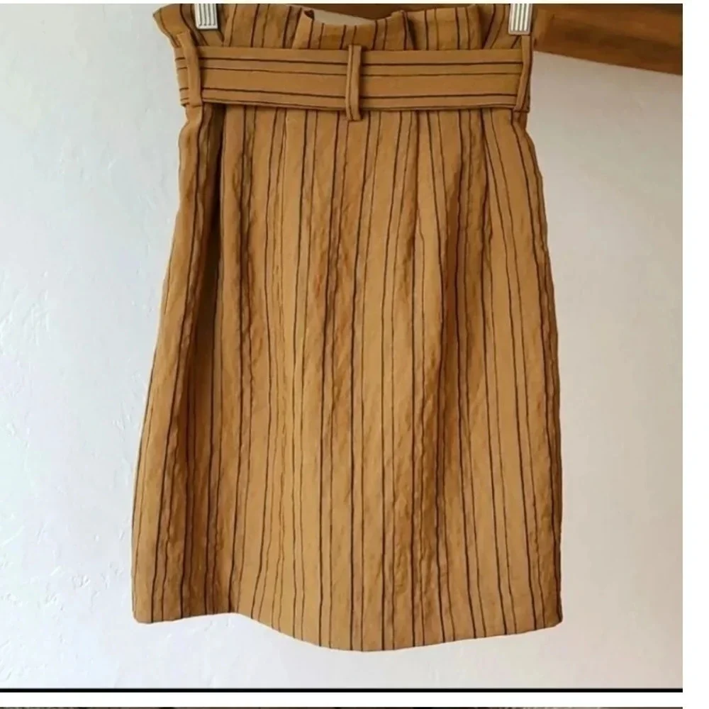 NWT ||H&M|| skirt, XS, Rust W/black Stripes, Tie Waist, Mini